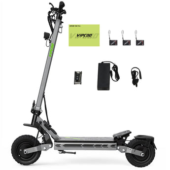 VIPCOO VS2 PRO Dual 1000W Electric Scooter with 48V 18.2Ah Battery, 57km/h (35mph) Top Speed, Dual Suspension & 10” All-Terrain Tires